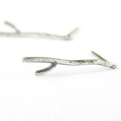 Branch . Small studs . Sterling silver earrings.