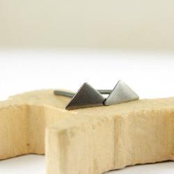 Tiny triangle studs . Minimalistic sterling silver earrings