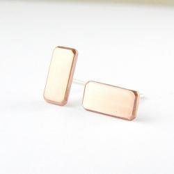 Copper post earrings . Small geometric studs