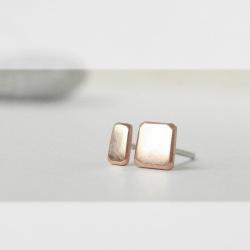 Mini stud earrings . Asymmetric copper posts