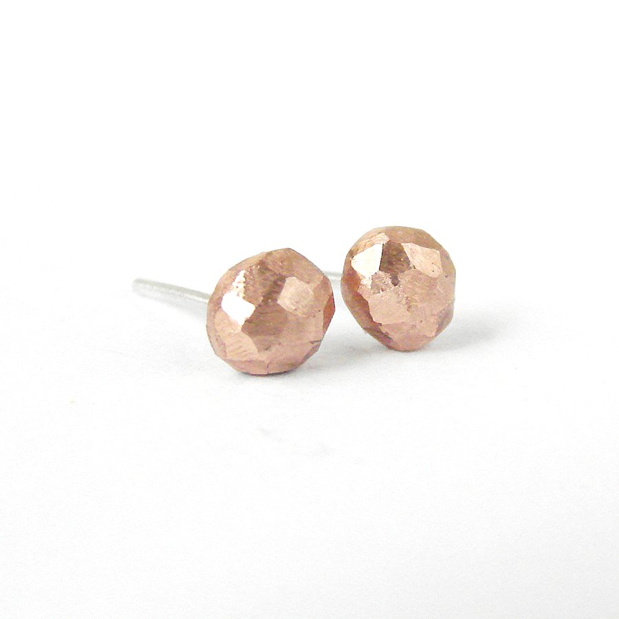 Tiny Stud Earrings on Tiny Stud Earrings  Recycled Copper Rough Nuggets And Sterling Silver